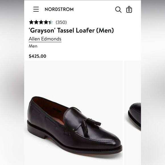 Allen Edmonds Grayson Men\'s Black Leather Tassels Loafers Sz 9.5C - Like a New main image 7